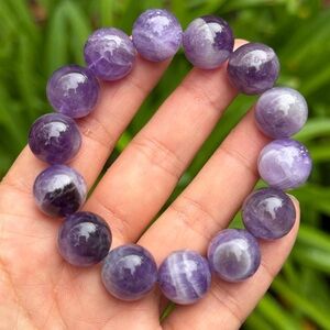 14.5mm stretchable banded‎ dream amethyst bracelet 0529